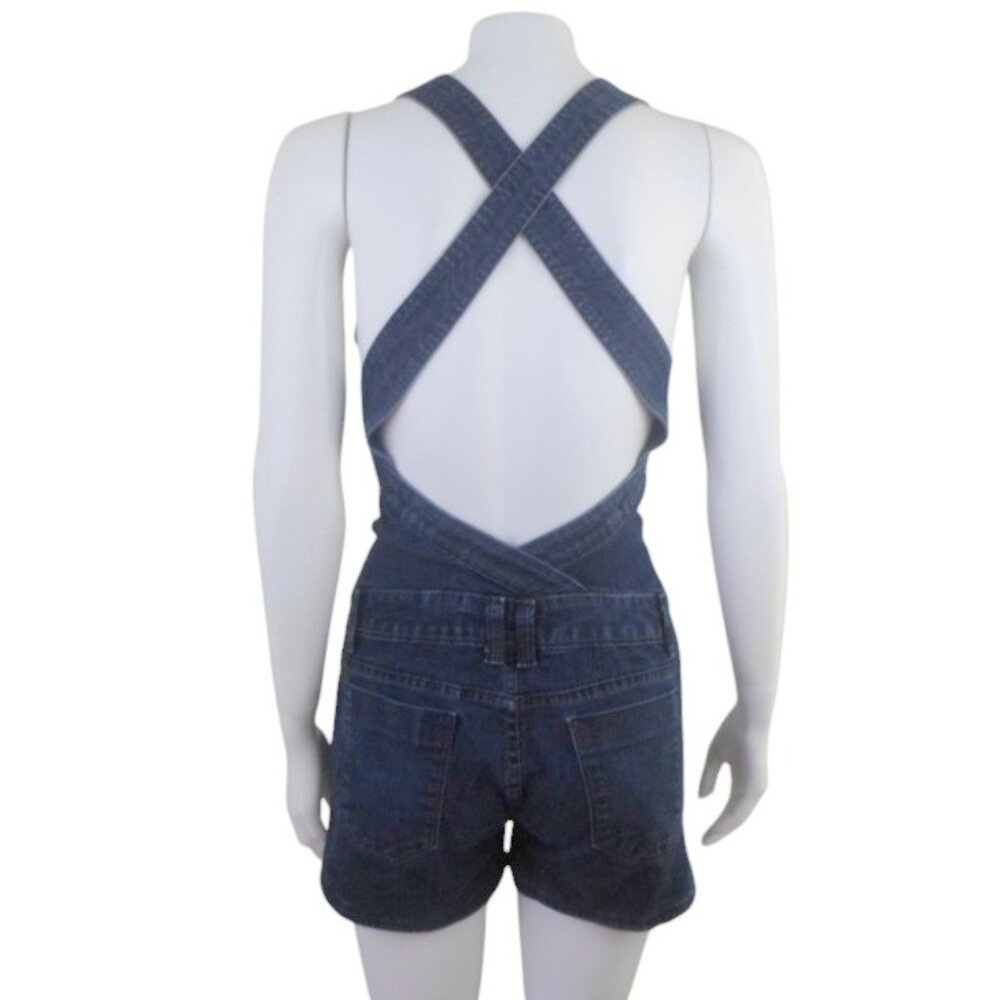 Vintage Clock House Denim Shortalls Short Overalls Dark Wash Blue
